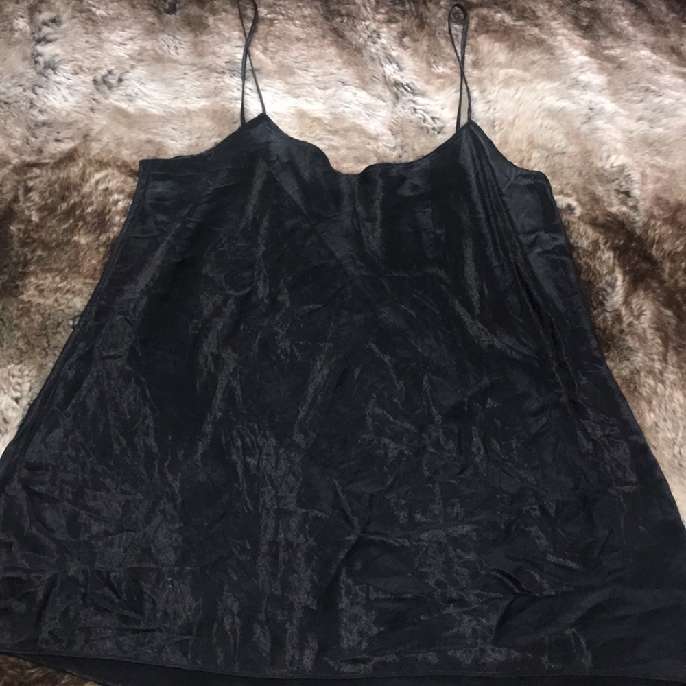 Vince black silk spaghetti strap top